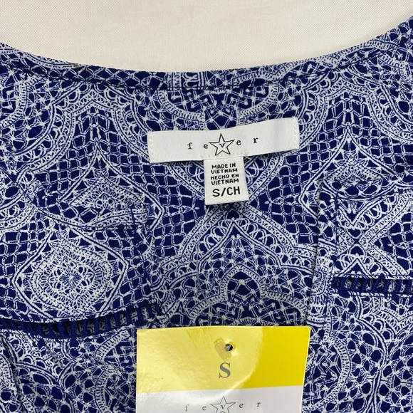 Women’s Star Fever Blue Mosaic Blouse Size S - Picture 7 of 8